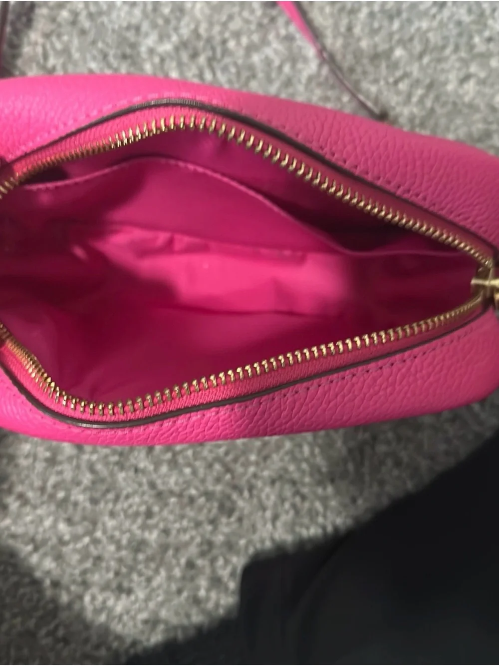 Tory Burch Hot Pink Pebbled Leather Crossbody with Gold Hardware